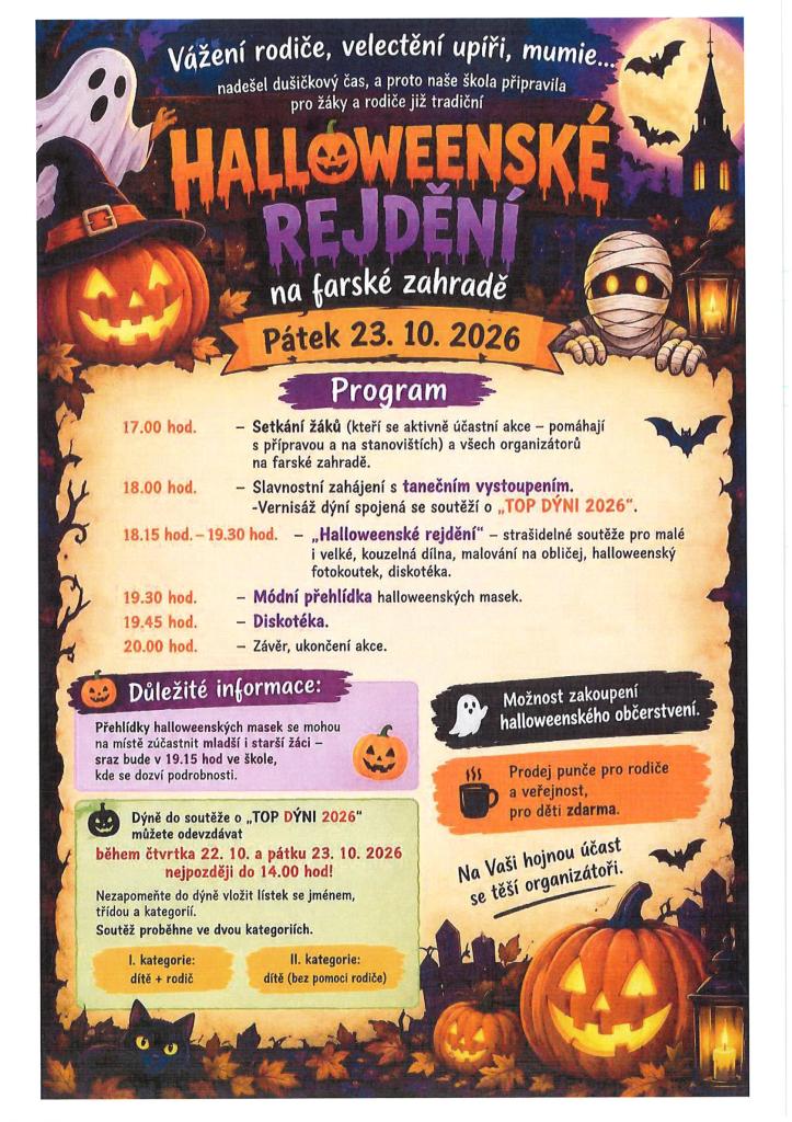 Halloweenské rejdění na farské zahradě 23.10.2026